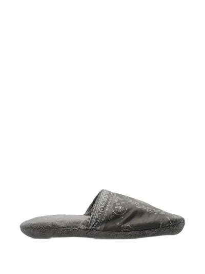 Versace Home Medusa-print Slippers In Gray
