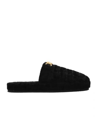 Versace Home Round Head Slippers In Black