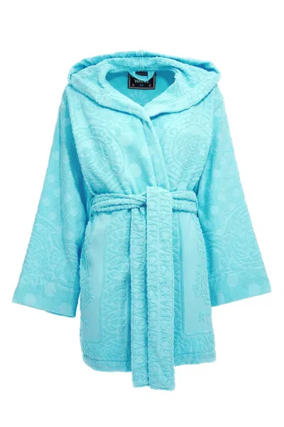 Versace Home Seashell Baroque Polka Dot' La Vacanza Capsule Bathrobe In Blue