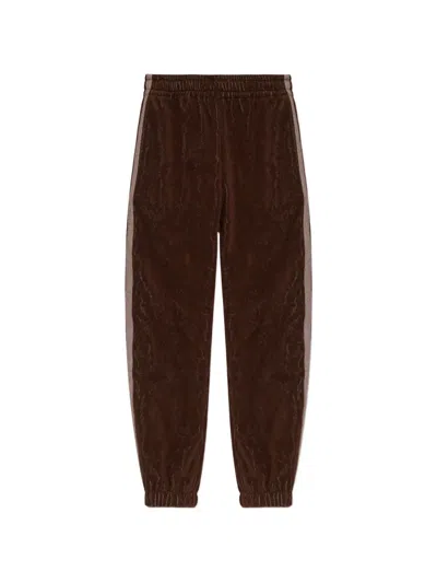 Versace Home Side Stripe Cotton Trousers In Brown