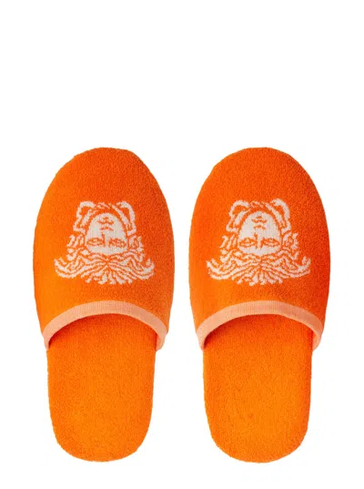 Versace Home Slippers In Orange