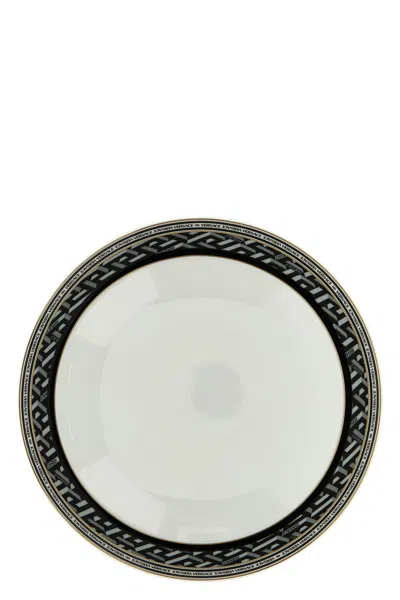 Versace Home Soup Plate 'la Greca Signature' In White/black