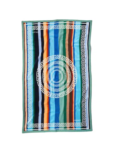 Versace Home Striped Cotton-terry Jacquard Bath Towel In Multi