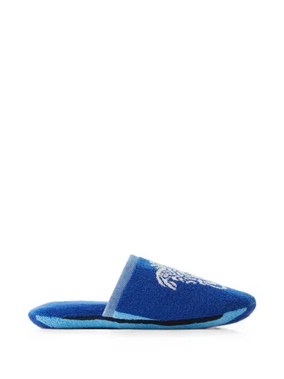 Versace Home Striped Cotton-terry Jacquard Slippers In Multi