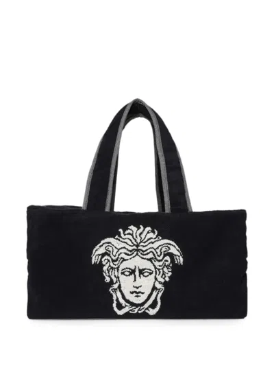 Versace Home Terry Cloth Head Logo-print Gym Bag In White