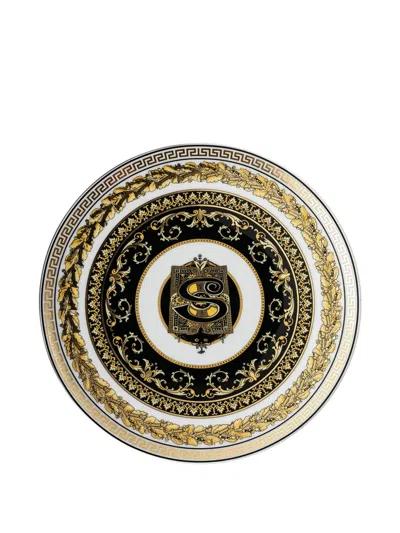 Versace Home Virtus Alphabet S Decorated Plate In Brown