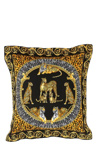 Versace Home 'wild Cats' Double Face Cushion In Multi