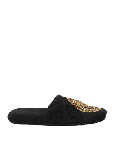Versace Home Woman House Slipper Black Size 5-7 Cotton