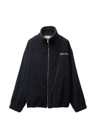 Versace Home 拉链logo细节卫衣 In Blue
