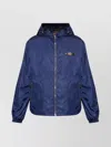Versace Hooded Blazer Drawstring Side Pockets In Blue