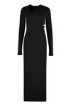 VERSACE HOODED CUT-OUT T-SHIRT DRESS WITH BACK SLIT IN BLACK FOR WOMEN