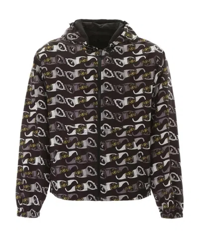 Versace Hooded Sunglasses-print Jacket In Black