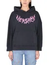Versace Black Cotton Oversize Sweatshirt In Black