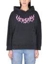 Versace Black Cotton Oversize Sweatshirt In Black