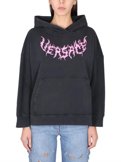 VERSACE VERSACE HOODED SWEATSHIRT WITH LOGO