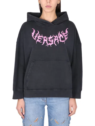 VERSACE HOODED SWEATSHIRT WITH LOGO