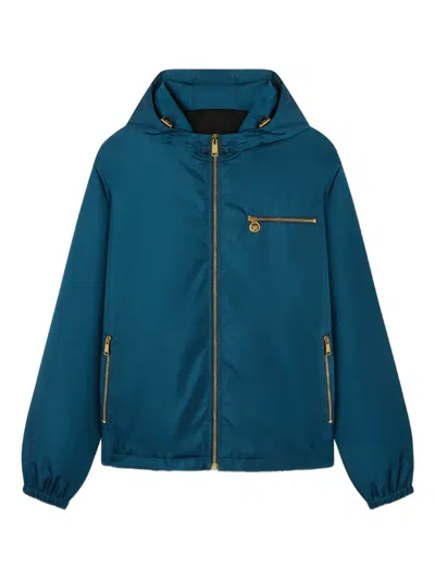 Versace Nylon Windbreaker Jacket In Blue