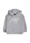 Versace Hoodie Sweatshirt With 90 Vintage Logo And Pins For Baby In Gray