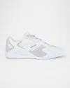 Versace Galaxia Suede-trimmed Leather Sneakers In White-concrete