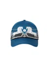 Versace Printed Twill Baseball Cap In Blue