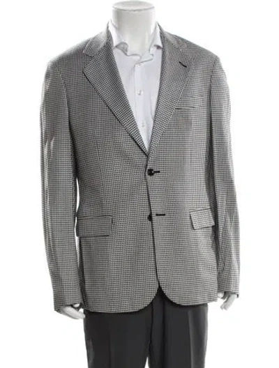 Pre-owned Versace Houndstooth Print Blazer In Black