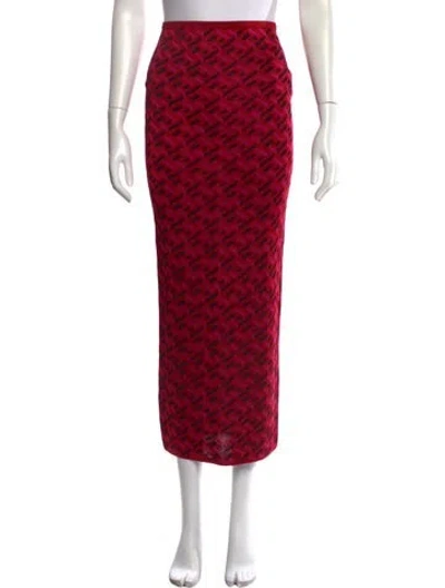 Pre-owned Versace Houndstooth Print Midi Length Skirt In Red