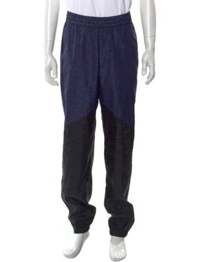 Pre-owned Versace Houndstooth Print Pants In Blue
