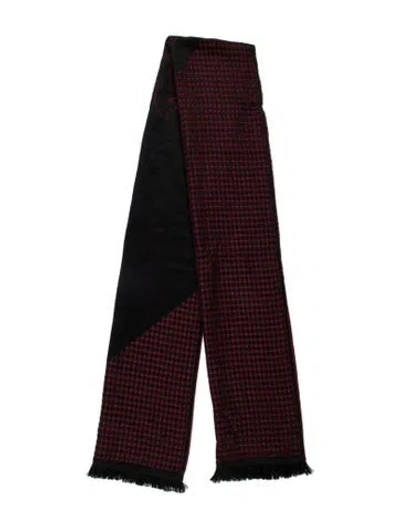 Pre-owned Versace Houndstooth Print Scarf In Burgundy