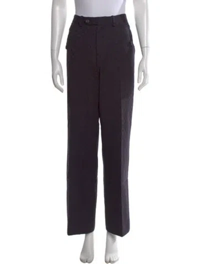 Pre-owned Versace Houndstooth Print Straight Leg Pants In Black
