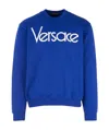 Versace Hua Chenyu Same Style Logo Print Pullover In Blue