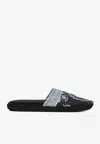 Versace Baroque-print Cotton Slippers In Black