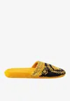 Versace I <3 Baroque Print Slippers In Yellow