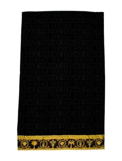 Pre-owned Versace I ♡ Baroque Bath Towel In Black