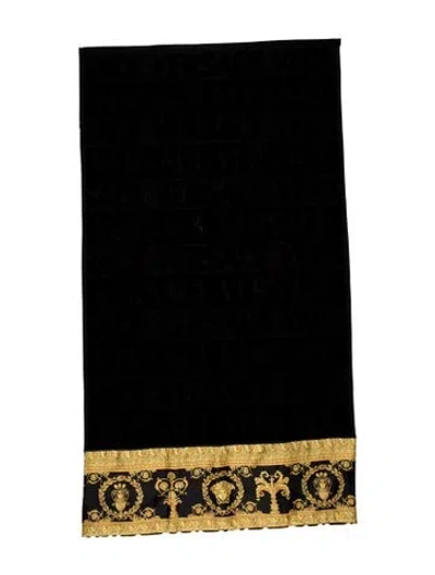 Pre-owned Versace I ♡ Baroque Bath Towel In Black