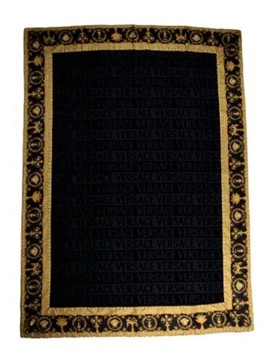 Pre-owned Versace I ♡ Baroque Beach Towel In Black