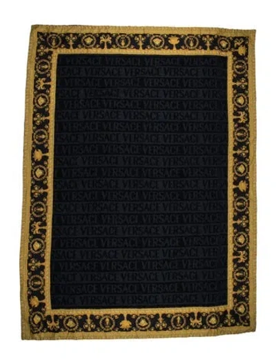Pre-owned Versace I ♡ Baroque Beach Towel In Black