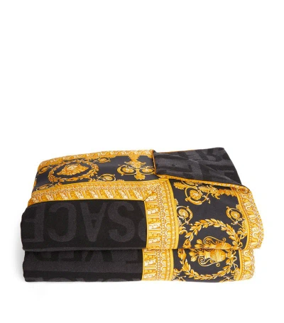 Versace I ♡ Baroque Double-face Throw (180cm X 140cm) In Black