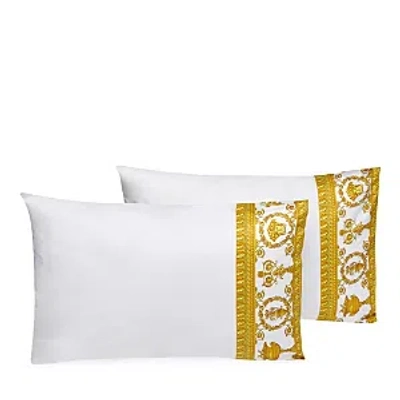 Versace Barocco Robe King Pillowcase Pair In White Gold