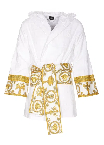 Versace Kids' Short Cotton Bathrobe In White