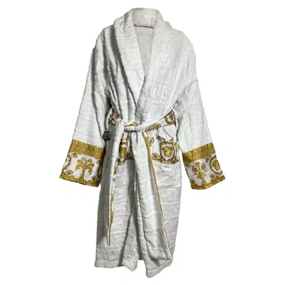 Versace I Love Baroque Bathrobe In White Cotton