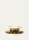 Versace I Love Baroque Tea Cup & Saucer In Black/gold