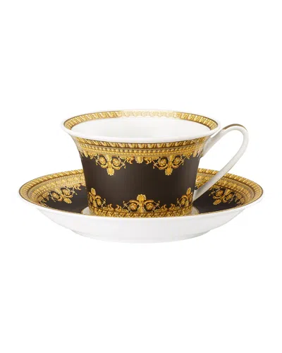 Versace I Love Baroque Teacup & Saucer In Black
