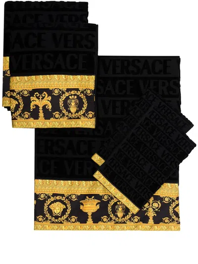 Versace I Love Baroque Towel (set Of Five) In Black