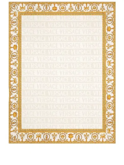 Versace I Love Baroque Wool Throw In Neutrals
