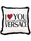 Versace I Love You But Print Cushion In White
