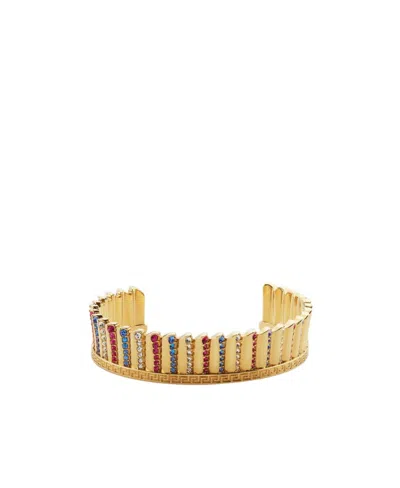 Versace I Ventagli Crystal-embellished Bracelet In Yellow
