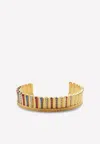 Versace I Ventagli Greca Crystal-embellished Cuff Bracelet In Gold
