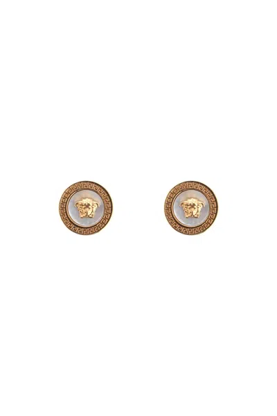 Versace Ic Button Earrings By Orecch In Gold