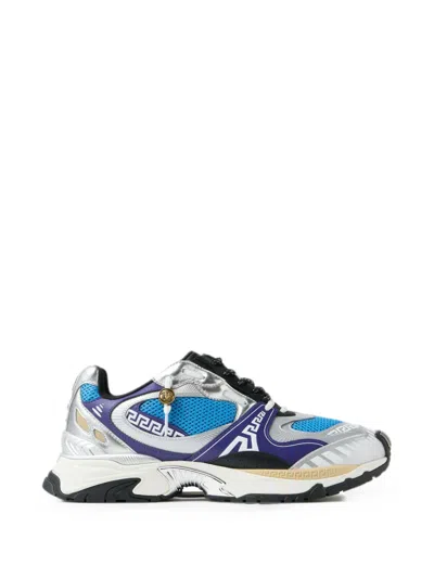 Versace Icaro Metallic Leather Sneakers In Multi