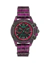 Versace Men's Swiss Chronograph Pink Silicone Strap Watch 44mm